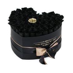 The Million Roses Srdiečkový box - Čierne Trvácne ruže 