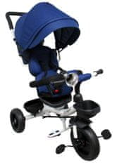 R-Sport Detská trojkolka s vodiacou tyčou bez brzdy T4, 360° otočné kolesá Tmavo modrá