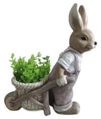 MAGIC HOME Zajačik s vozíčkom, magnesia, 42x19x49 cm