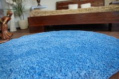 Dywany Lusczów Guľatý koberec SHAGGY HIZA 5 cm modrý, velikost kruh 100