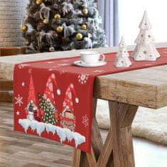 MONDO ITALIA Vianočný behúň na stôl Škriatkovia 6, 40x220 cm, červená, polyester