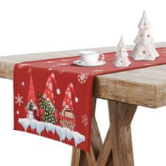 MONDO ITALIA Vianočný behúň na stôl Škriatkovia 6, 40x220 cm, červená, polyester