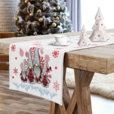 MONDO ITALIA Vianočný behúň na stôl Škriatkovia 5, biela, 40 x 140 cm