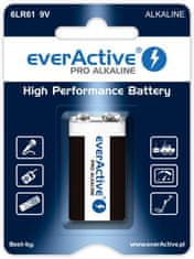 everActive Pro 6LR61/6LF22 9V alkalická batéria, blister; EV6LR61-PRO