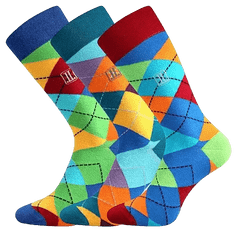 farebné spoločenské ponožky Dikarus káro (3 páry v balení), 39-42