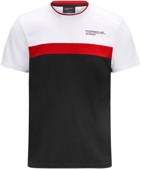 Porsche tričko TEAM Block černo-bielo-červené