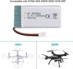 YUNIQUE GREEN-CLEAN 1-dielna nabíjateľná Lipo batéria (3,7V, 1200mAh Lipo) pre Rc drony Syma X5SC X5SW Quadcopters