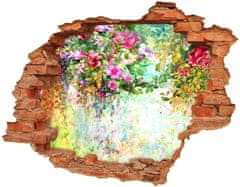 Wallmuralia.sk 15D diera na stenu Multi-farebné kvety 90x70 cm