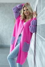 PeeKaBoo Dámsky dlhý sveter s gombíkom a naberanými rukávy Kerepes ružová univerzálna