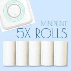VYZIO® 5 x dodatočná rolka bieleho papiera do prenosnú inteligentnú mini tlačiareň MINIPRINT 