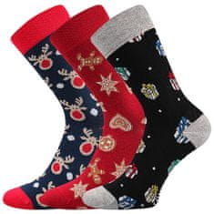 farebné spoločenské ponožky Debox Christmas MIX (3 páry v balení), 35-38