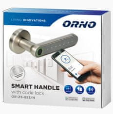 Orno Chytrá kľučka s dotykovou klávesnicou a čítačkou odtlačkov prstov ORNO OR-ZS-853/N , Bluetooth 4.0, nikel