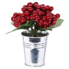 H&S Umelé Červené Gule Vetvička Červené Rowanberry Dekorácia Rastlina V Kvetináči Hloh Vianočná