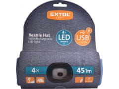 Extol Light čiapka s čelovkou 4x45lm, USB nabíjanie, modrá, univerzálny veľkosť