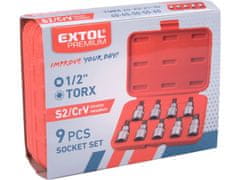 Extol Premium Hlavica zástrčné TORX, sada 9ks, 1/2", CrV/S2