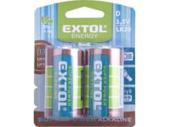 Extol Energy Batéria alkalické, 2ks, 1,5V D (LR20)