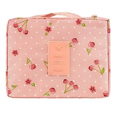 Northix Cestovná toaletná taška - ružová s čerešňami 