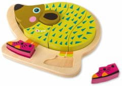 O-oops Happy Puzzle! - Zvieratkové drevené puzzle na doske 9ks (Variant: Hedgehog)