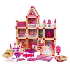 Mamido Drevený domček pre bábiky 268 dielov ružový