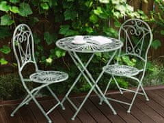 Beliani Balkónová sada zelená s 2 skladacími stoličkami a kovovým stolom TRENTO