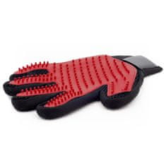 Domestico Silikónová rukavice pre vyčesávanie a masáž srsti psov a mačiek pre ľavákov, červená