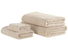 Beliani Sada 4 bavlnených uterákov béžová ATAI