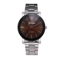 Daklos Elegantné náramkové hodinky - kávové pozadie s kovovým pásikom
