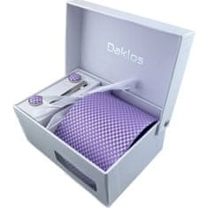 Daklos Luxusný set fialový - Kravata, vreckovka do saka, manžetové gombíky, viazanková spona v darčekovom balení