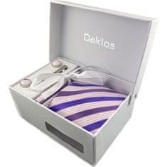 Daklos Luxusný set fialovo modrý - Kravata, vreckovka do saka, manžetové gombíky, viazanková spona v darčekovom balení