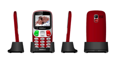 Mobiola MB800 Senior, jednoduchý mobilný telefón pre seniorov, SOS tlačidlo, nabíjací stojan, 2 SIM, výkonná batéria, červený