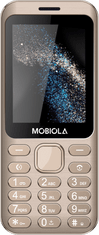 MB3200i, kovový tlačidlový mobilný telefón, 2 SIM, MMS, 2,8" displej, zlatý