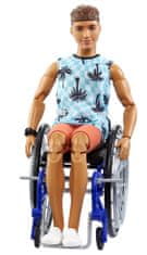 Mattel Barbie Model Ken na invalidnom vozíku v modrom kockovanom tielku -195 HJT59