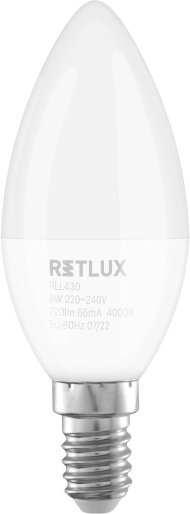 Retlux RLL 430 C37 E14 sviečka 8W CW
