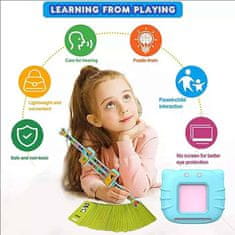 Netscroll Didaktická hračka na učenie angličtiny prostredníctvom počúvania a opakovania, učenie angličtiny hravou formou s kartami a audio výslovnosťou, vložte kartu, počúvajte a opakujte, LearnEnglish, ružová