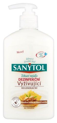 Industrias Marca S.A Sanytol dezinfekčný tekuté mydlo na ruky mandľové mlieko a materstvo kašička 250 ml