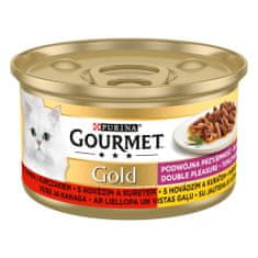 Gourmet GOLD hovädzie a kura, dusené a grilované kúsky 12x85 g