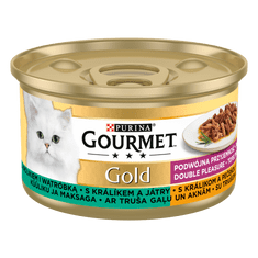 Gourmet GOLD králik a pečeň, dusené a grilované kúsky 12x85 g