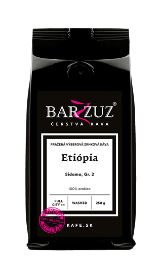 BARZZUZ Etiópia, zrnková káva - Sidamo, Gr. 2, 250 g