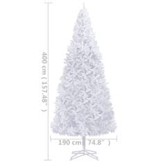 Vidaxl Umelý vianočný stromček s LED 400 cm biely