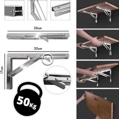 Shopdbest Multifunkčné sklápacie nástenné police: priestorovo úsporná a pevná konštrukcia (2 ks)