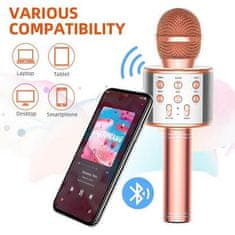 JOJOY® Bezdrôtový bluetooth karaoke mikrofon s reproduktorom VOCALIX, rose gold