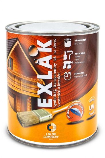 Color Company EXLAK - Syntetický lak na drevo v interiéri a exteriéri bezfarebný lesklý 0,7 L