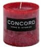 Concord Dekoratívna vosková sviečka bez vône 9x9 cm červená