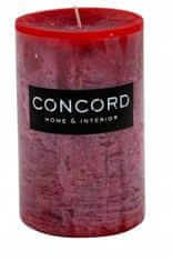 Concord Dekoratívna vosková sviečka bez vône 14x9 cm červená