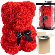 EDANTI Ružový Medvídek Valentínsky Darček Pre Ženy Ružový Medveď Z Okvetných Lístkov Červených Z Ruží 25 Cm S Krabičkou