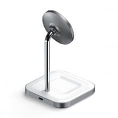 Satechi Aluminium 2-in-1 Magnetic Wireless Charging stand USB-C, biela
