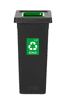 Plafor Odpadkový kôš na triedený odpad Fit Bin black 53 l, zelený - sklo