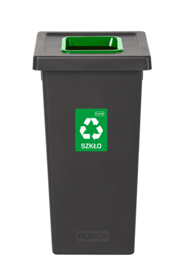 Plafor Odpadkový kôš na triedený odpad Fit Bin black 75 l, zelený - sklo