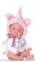 Antonio Juan 85105-3 Jednorožec ružový realistická bábika bábätko s celovinylovým telom 21 cm