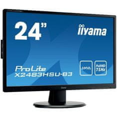 VERVELEY Obrazovka k PC, IIYAMA, PROLITE XUB2493HS-B4, 24 FHD, IPS panel, 4 ms, 75 Hz, HDMI / Display Port / VGA -.